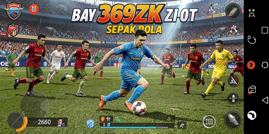 Tampilan gameplay yang menegangkan dalam 369ZK dengan aksi sepak bola.