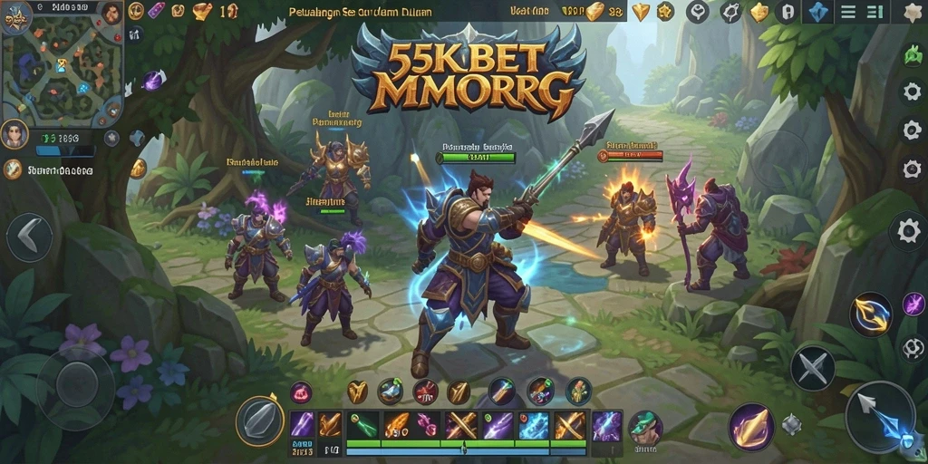 Tangkapan layar utama 55KBET menampilkan aksi epik dalam permainan MMORPG.