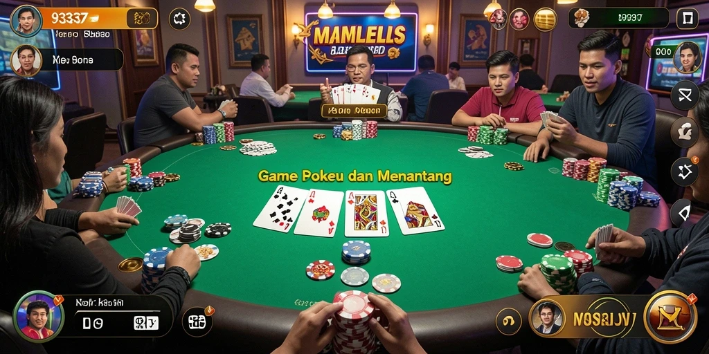 Tangkapan layar utama 93337 menampilkan momen seru permainan poker.