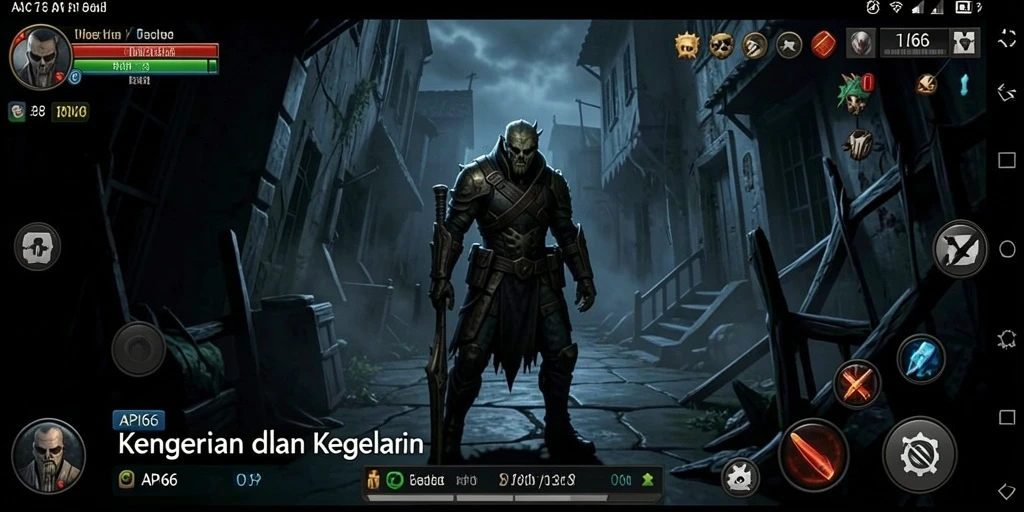 Tangkapan layar menampilkan suasana gameplay menyeramkan dengan efek suara yang mencekam.