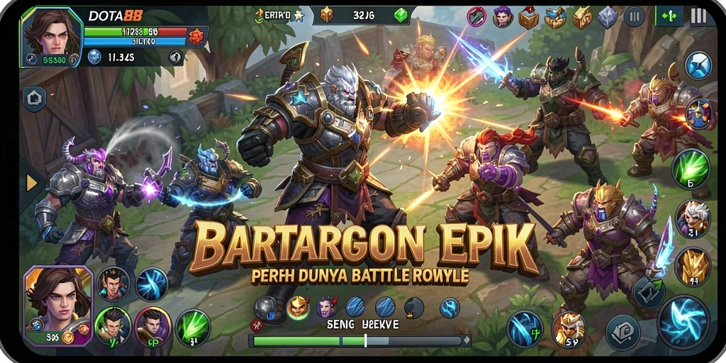 Tampilan pemandangan pertempuran mendebarkan dalam DOTA88.