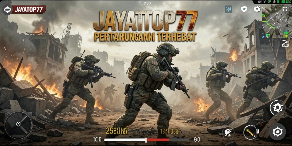 Screenshot gameplay JAYATOP77 menampilkan pertarungan seru dalam mod Battle Royale.