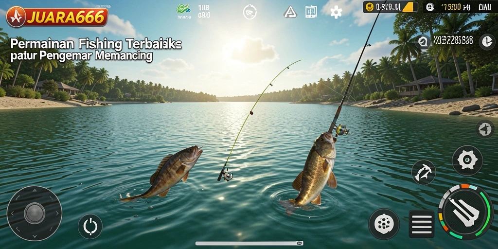 Screenshot JUARA666 menampilkan gameplay seru saat memancing.