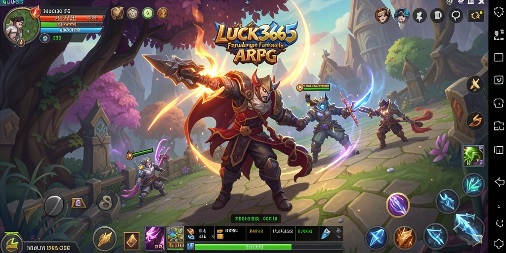 Screenshot LUCK365 menampilkan aksi pertarungan dinamis dalam game ARPG.
