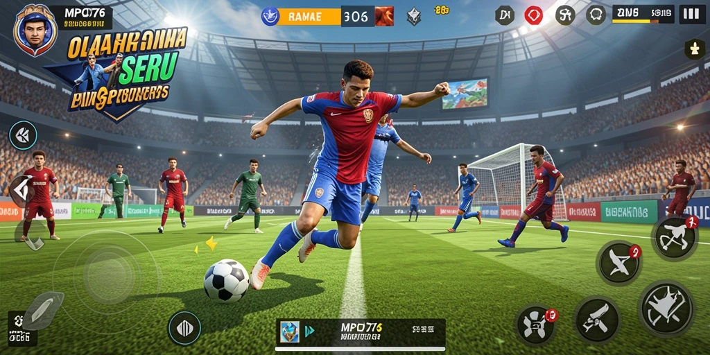 Screenshot MPO76 menunjukkan aksi seru di lapangan olahraga.
