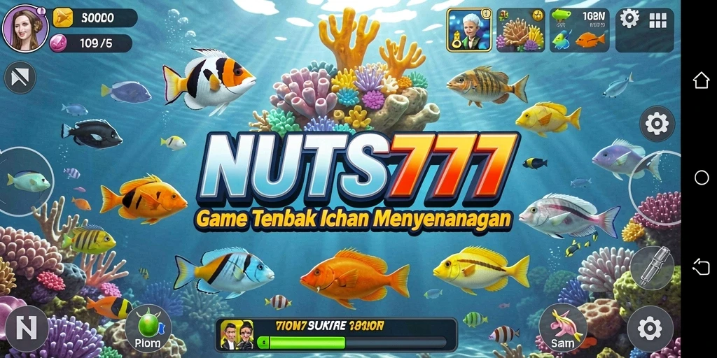 Tampilkan gameplay seru NUTS777 saat berburu ikan.