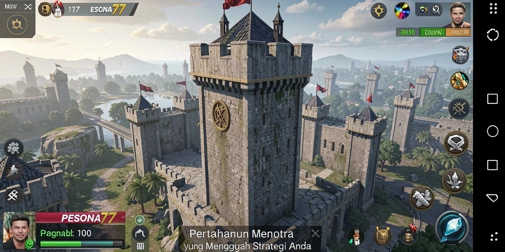 Tangkapan layar menunjukkan aksi seru dalam permainan Tower Defense PESONA77.