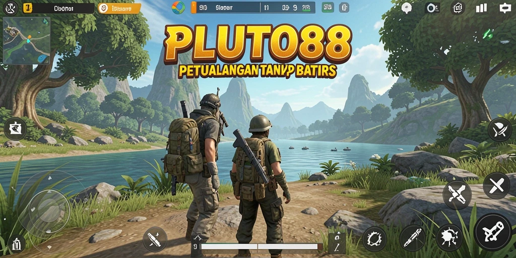 Tangkapan layar gameplay PLUTO88 menampilkan dunia terbuka yang luas untuk dijelajahi.