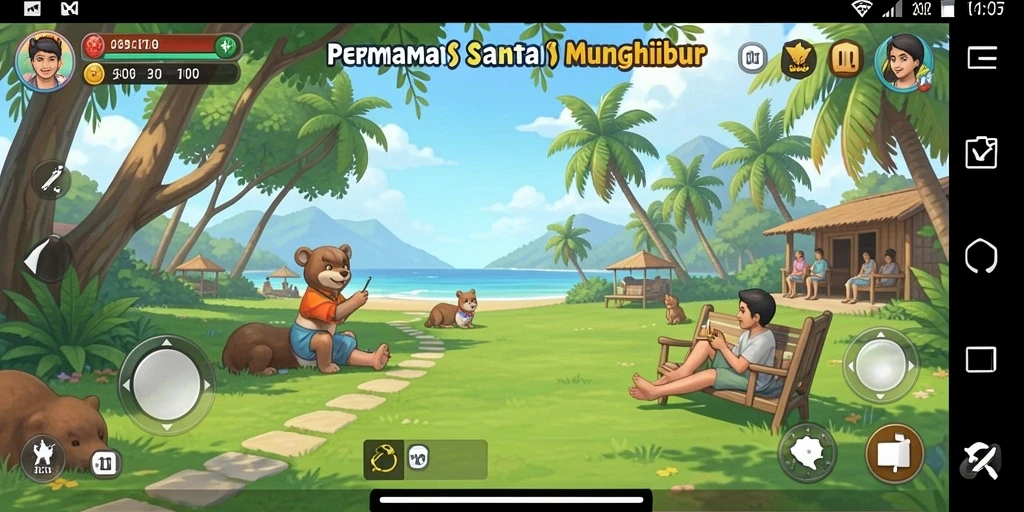 Screenshot menunjukkan gameplay V07 yang penuh warna dan menarik.