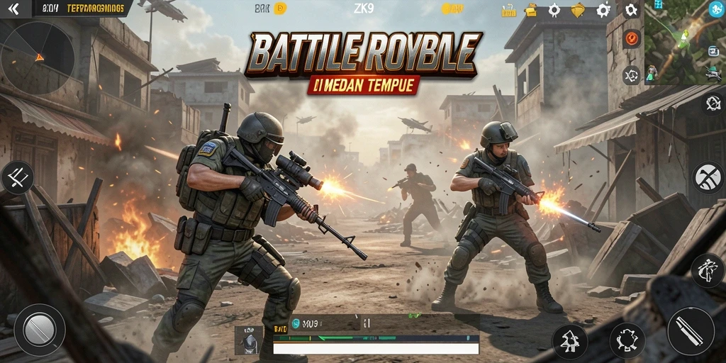 Gameplay ZK9 dengan pertarungan seru di Battle Royale.