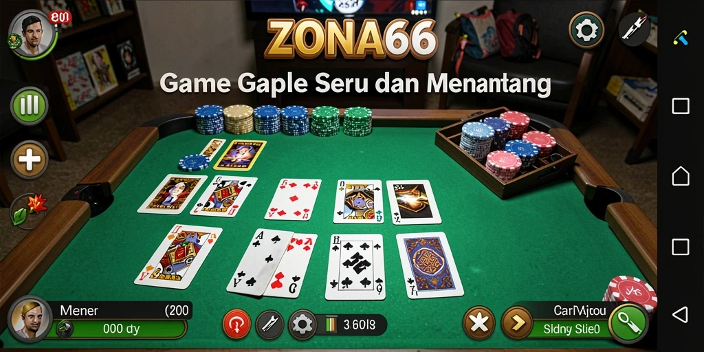 Tampilan gameplay ZONA66 yang seru dan menarik saat bermain Gaple.
